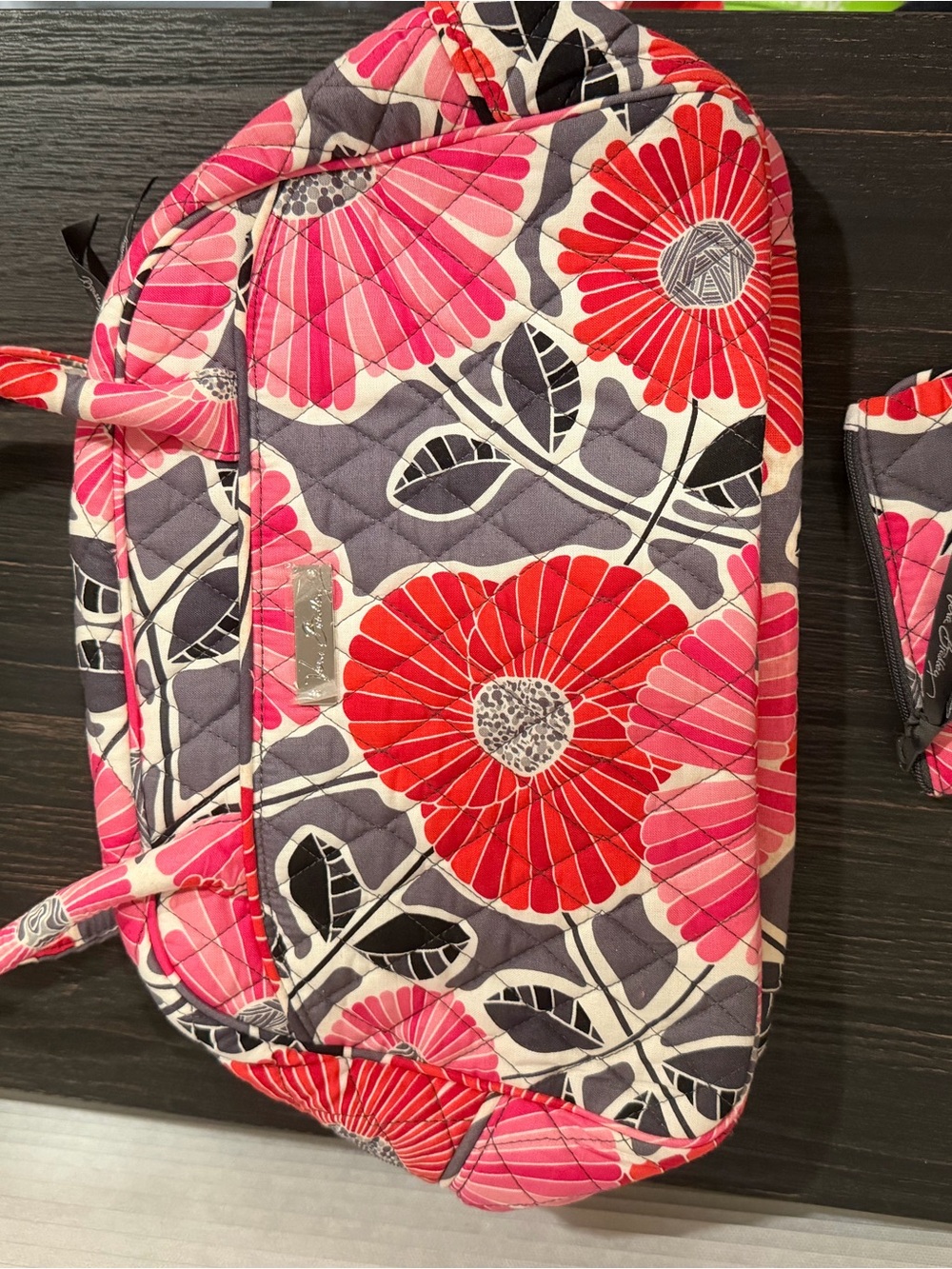 Vera Bradley Pink and Red Floral Quilted Shoulder Bag